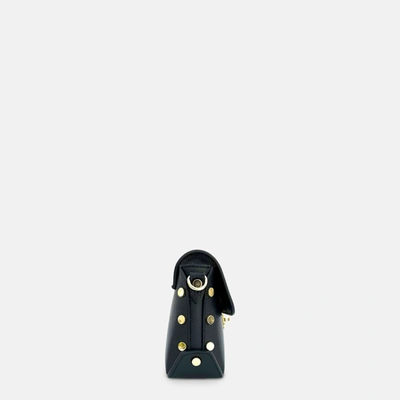 Apatchy London The Bloxsome Black Leather Crossbody Bag With Olive Green Cheetah Strap