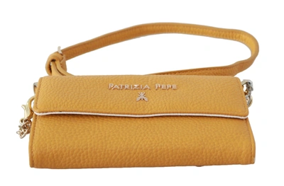 Shop Patrizia Pepe Logo Leather Shoulder Strap Sling Women's Bag In Yellow