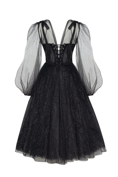 Milla Combination Sparkly Tulle Dress In Black