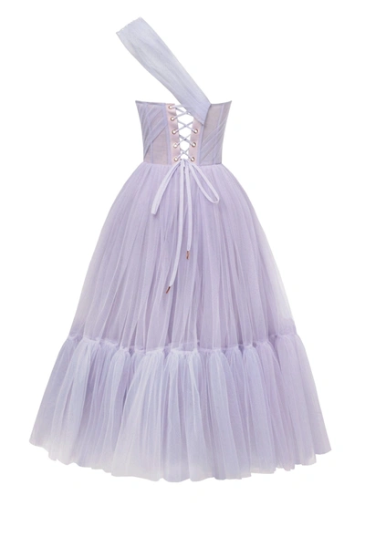 Milla Lavender One-shoulder Cocktail Tulle Dress In Lavender