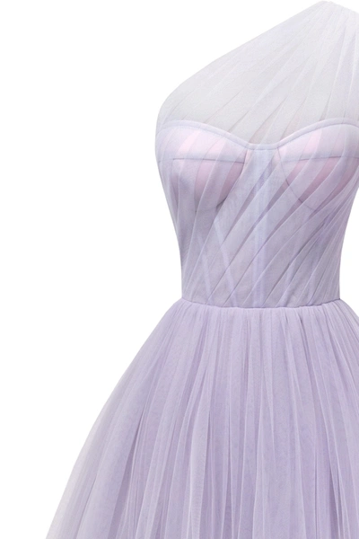 Milla Lavender One-shoulder Cocktail Tulle Dress In Lavender