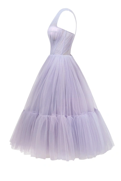 Milla Lavender One-shoulder Cocktail Tulle Dress In Lavender