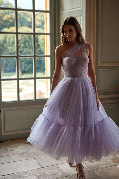 Milla Lavender One-shoulder Cocktail Tulle Dress In Lavender