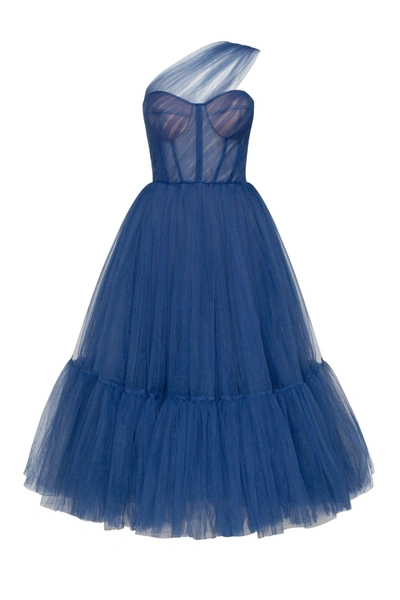 Shop Milla Blue One-shoulder Cocktail Tulle Dress