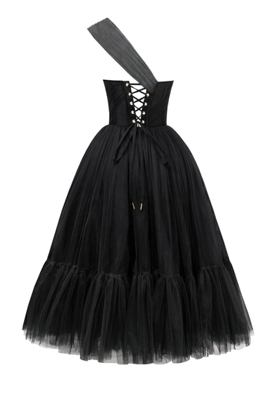 Shop Milla Black One-shoulder Cocktail Tulle Dress