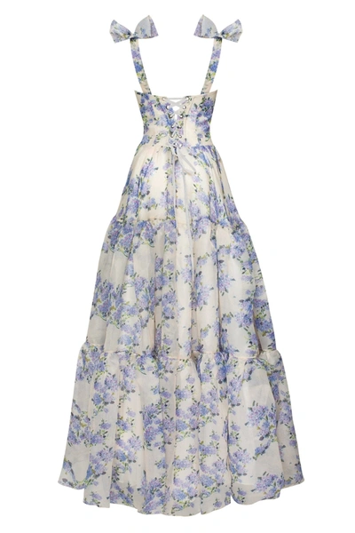 Milla Hydrangea Tender Floral Maxi Tie-strap Dress In Hydrangea