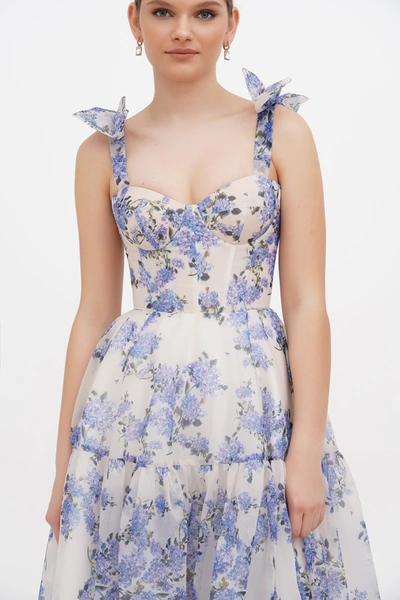 Milla Hydrangea Tender Floral Maxi Tie-strap Dress In Hydrangea