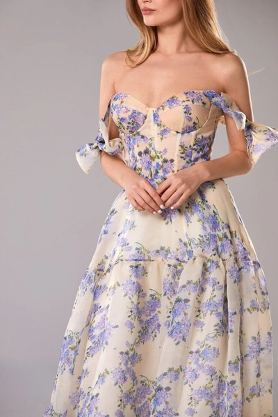 Milla Hydrangea Tender Floral Maxi Tie-strap Dress In Hydrangea