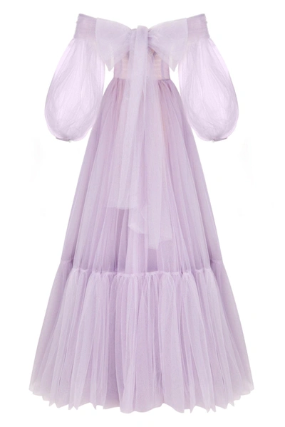 Shop Milla Lavender Sheer Sleeves Maxi Tulle Dress