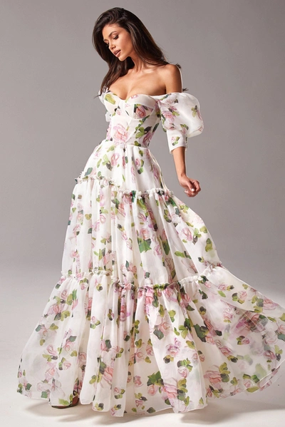 Milla Apple Blossom Feminine Voluminous Sheer Sleeves Dress In Apple Blossom