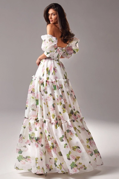 Milla Apple Blossom Feminine Voluminous Sheer Sleeves Dress In Apple Blossom