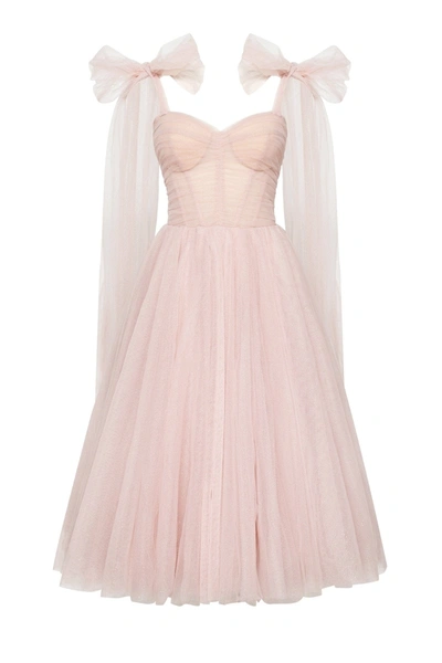 Shop Milla Misty Rose Sparkly Off-the-shoulder Tulle Dress