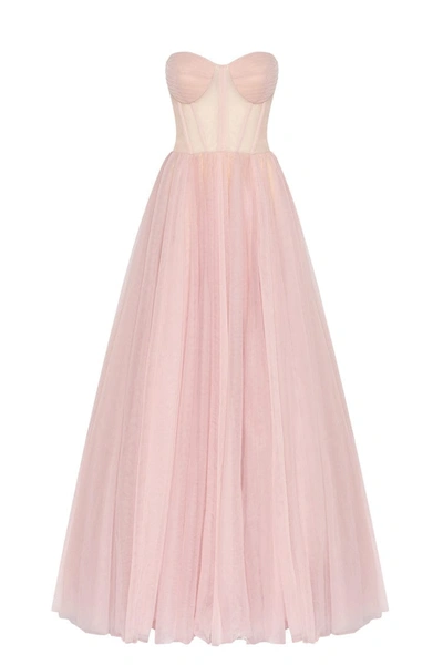 Shop Milla Misty Rose Tulle Maxi Dress With A Corset Bustier