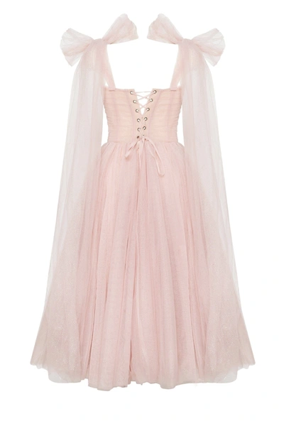 Milla Misty Rose Sparkly Off-the-shoulder Tulle Dress In Misty Rose
