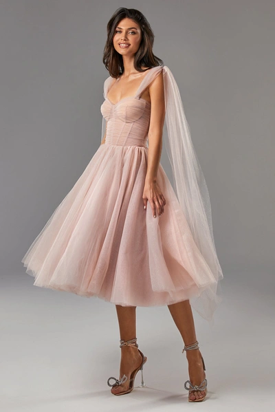 Shop Milla Misty Rose Sparkly Off-the-shoulder Tulle Dress