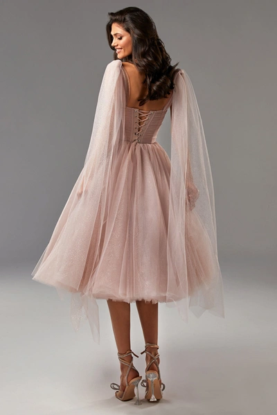 Shop Milla Misty Rose Sparkly Off-the-shoulder Tulle Dress