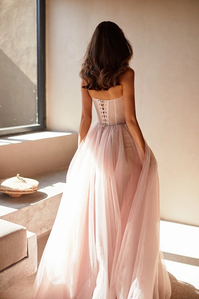 Shop Milla Misty Rose Tulle Maxi Dress With A Corset Bustier