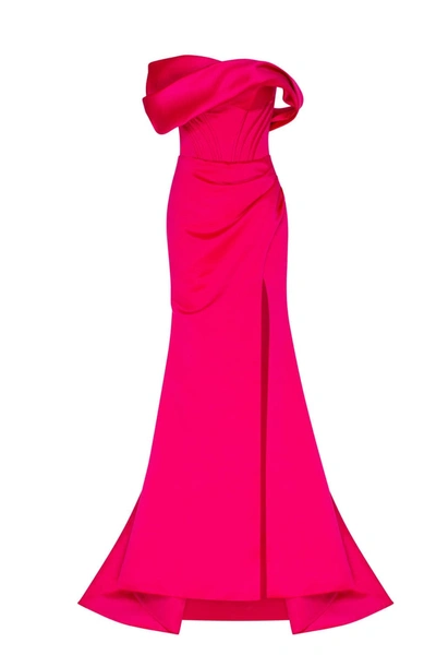 Shop Milla Fuchsia Princess Strapless Gown With Thigh Slit