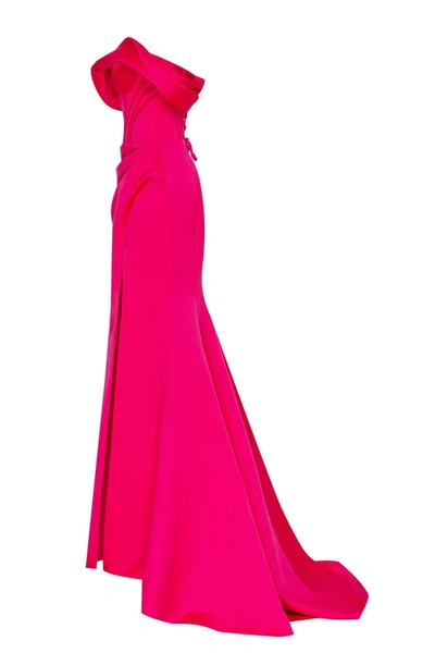 Shop Milla Fuchsia Princess Strapless Gown With Thigh Slit
