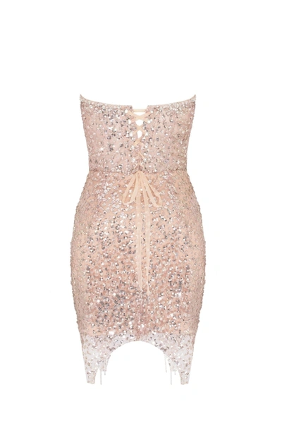 Milla Radiant Mini Dress In Gold With A Plunging Neckline In Golden Rose