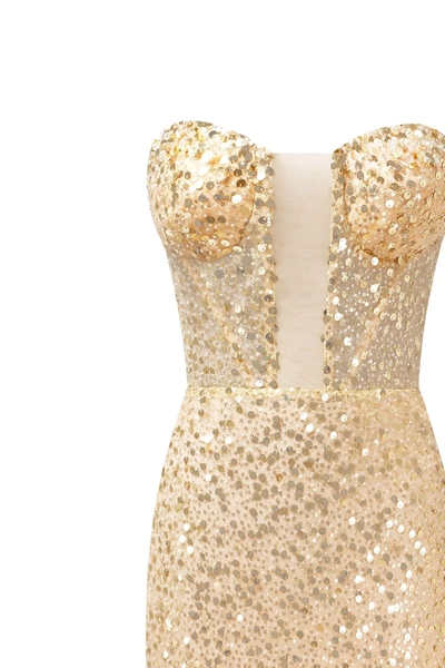 Milla Showstopper Maxi Dress Covered In Gold Sequins In Golden