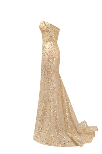 Milla Showstopper Maxi Dress Covered In Gold Sequins In Golden