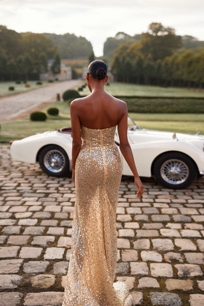 Milla Showstopper Maxi Dress Covered In Gold Sequins In Golden