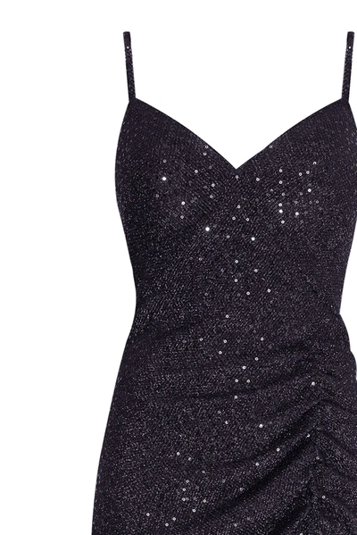 Milla Spectacular Sequined Maxi Gown On Long Spaghetti Straps In Black
