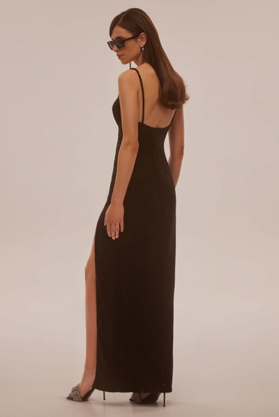 Milla Spectacular Sequined Maxi Gown On Long Spaghetti Straps In Black