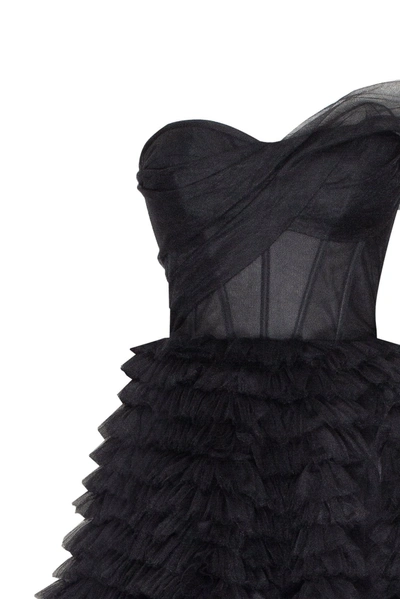 Milla Timeless One-shoulder Frill-layered Ball Gown In Black In Black