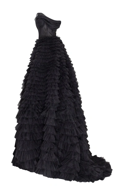 Milla Timeless One-shoulder Frill-layered Ball Gown In Black In Black