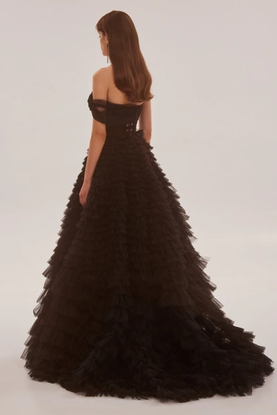 Milla Timeless One-shoulder Frill-layered Ball Gown In Black In Black