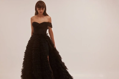 Milla Timeless One-shoulder Frill-layered Ball Gown In Black In Black