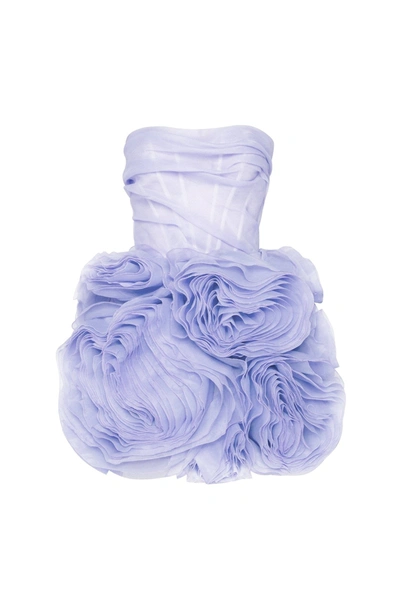 Shop Milla Appliquéd Organza Lavender Mini Dress