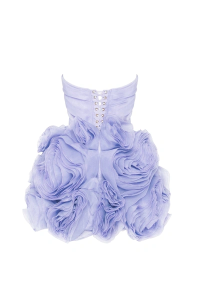 Shop Milla Appliquéd Organza Lavender Mini Dress
