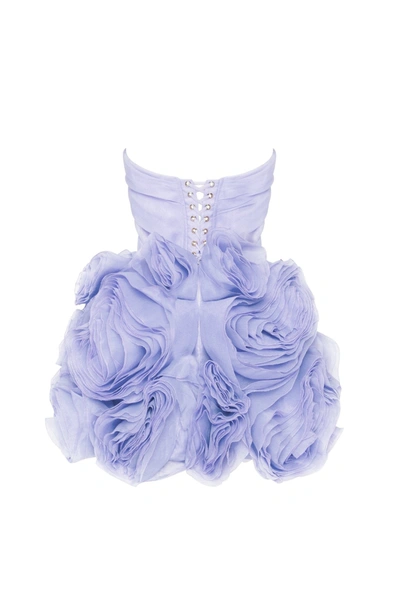 Milla Appliquéd Organza Lavender Mini Dress In Lavender