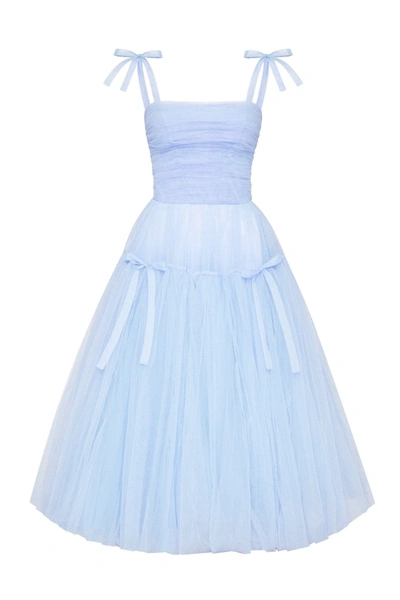 Milla Light Blue Tie-straps Tulle Dress In Light Blue