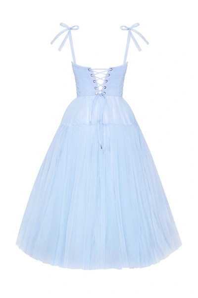 Milla Light Blue Tie-straps Tulle Dress In Light Blue