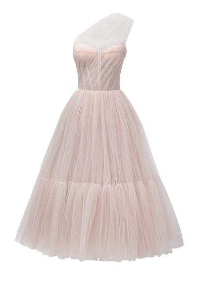 Milla Misty Rose One-shoulder Cocktail Tulle Dress In Misty Rose