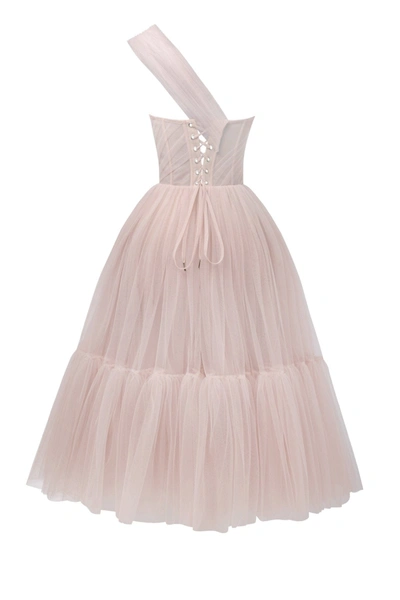 Milla Misty Rose One-shoulder Cocktail Tulle Dress In Misty Rose