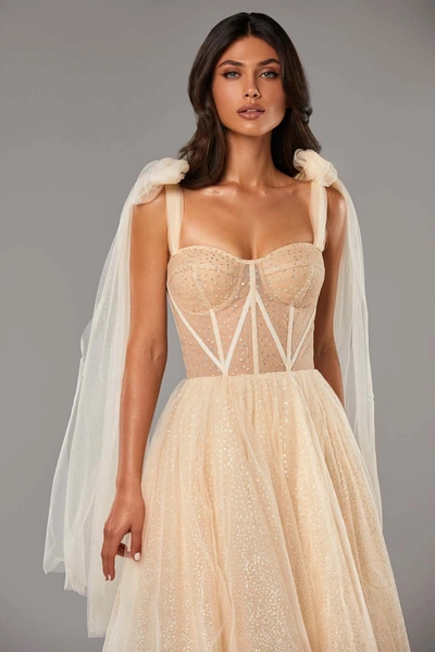 Milla Melon Sparkly Midi Tulle Dress In Melon