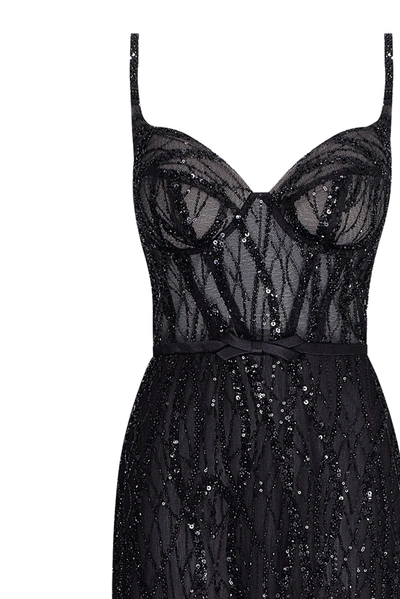 Milla Astonishing Sequined Maxi Gown On Spaghetti Straps In Black