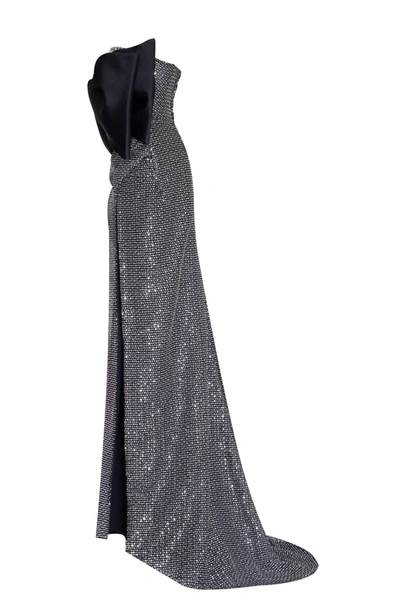 Shop Milla Mesmerizing Big Bow Maxi Gown Covered In Rhinestones In Black