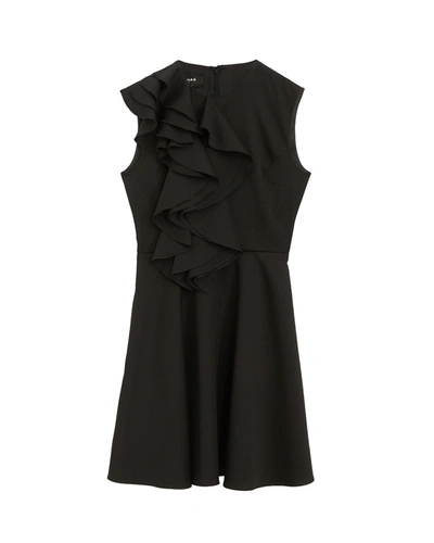 Shop Rochas Ruffled Sleeveless Short Dress In Black