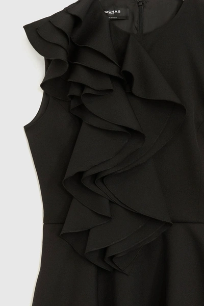 Shop Rochas Ruffled Sleeveless Short Dress In Black