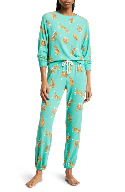 Shop Honeydew Intimates Star Seeker Jersey Pajamas In Evergreen Tigers