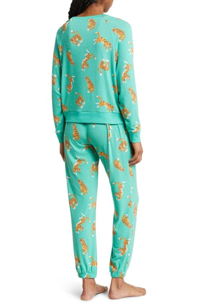 Shop Honeydew Intimates Star Seeker Jersey Pajamas In Evergreen Tigers