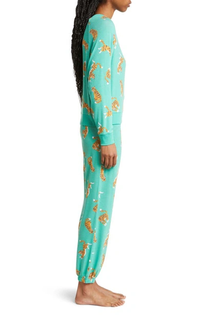 Shop Honeydew Intimates Star Seeker Jersey Pajamas In Evergreen Tigers