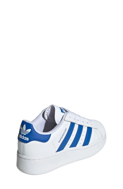 Shop Adidas Originals Kids' Superstar Xlg Lifestyle Sneaker In White/ Blue/ White