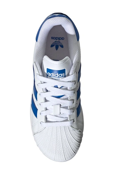 Shop Adidas Originals Kids' Superstar Xlg Lifestyle Sneaker In White/ Blue/ White